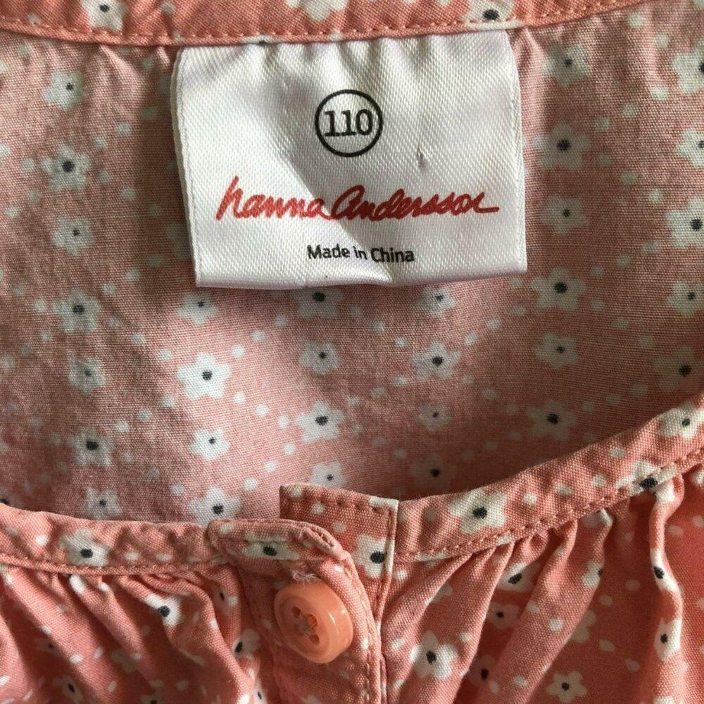 Hanna Andersson Pink Floral Print Dress Cotton Spring Summer Size 5 (110 Cm) - Picture 4 of 6